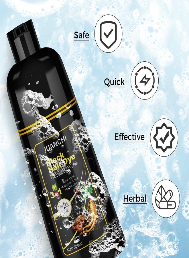 JUANCHI Black Hair Dye Shampoo 3 in1, Black Shampoo Hair Dye for Gray Coverage, Natural Hair Color for Women Men, Herbal Formula, Ammonia-free, Lasts 30 Days, 500ml (16.90 oz) - Image 4